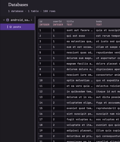 Database inspector